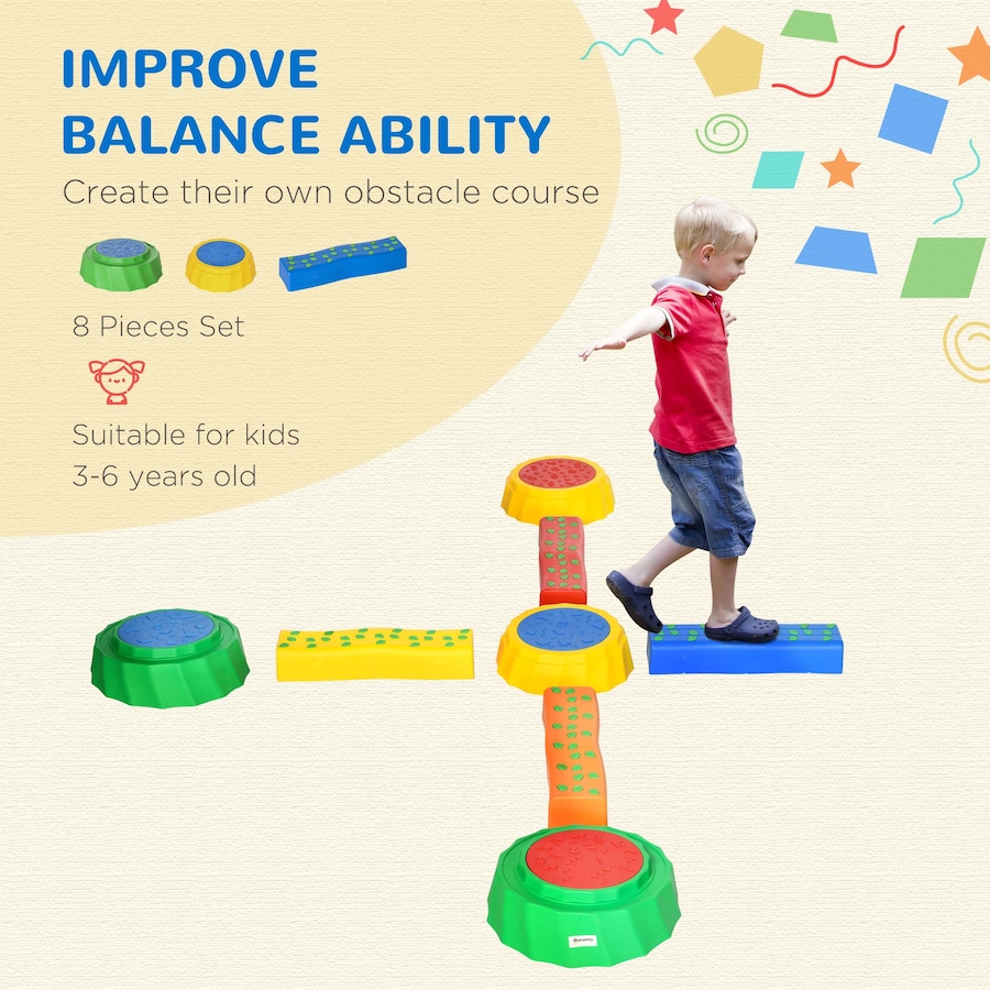Image 947165_ALTMORE5.jpg, Product 947-165 / Price $59.99, Outsunny 8pcs Balance Beam, 4 Sensory Pads and 4 Beams for Kids 3-6 Years from Outsunny on TSC.ca's Home & Garden department