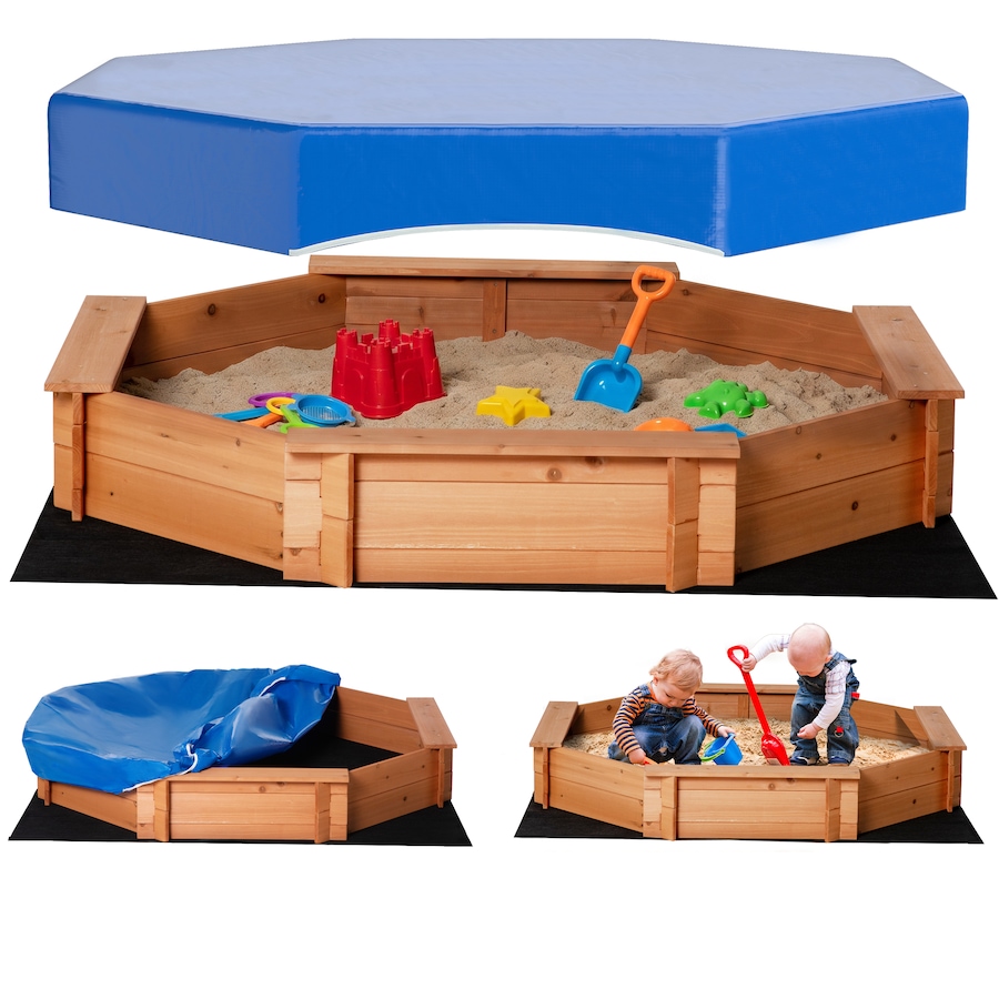 Image 947169.jpg, Product 947-169 / Price $119.99, Outsunny Wooden Kids Sandbox with Cover and Seat for Outdoor, Red from Outsunny on TSC.ca's Home & Garden department