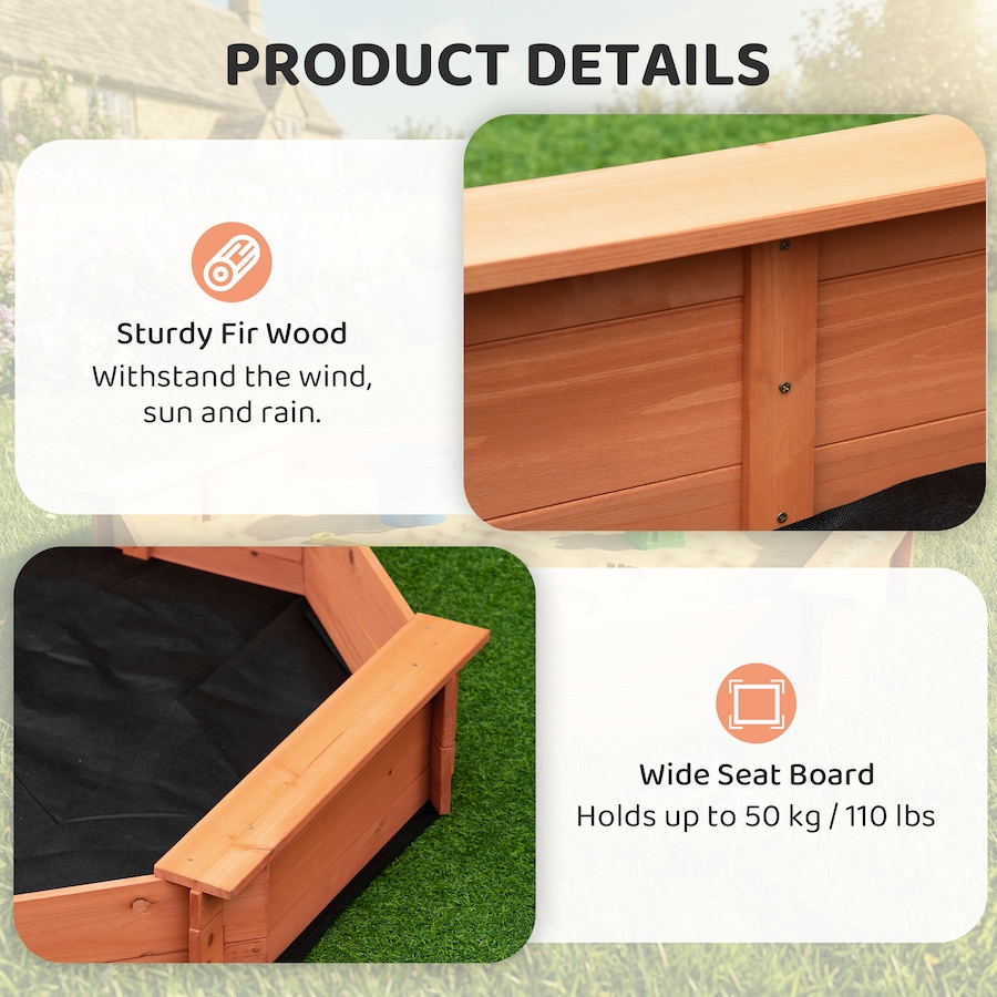 Image 947169_ALTMORE12.jpg, Product 947-169 / Price $119.99, Outsunny Wooden Kids Sandbox with Cover and Seat for Outdoor, Red from Outsunny on TSC.ca's Home & Garden department