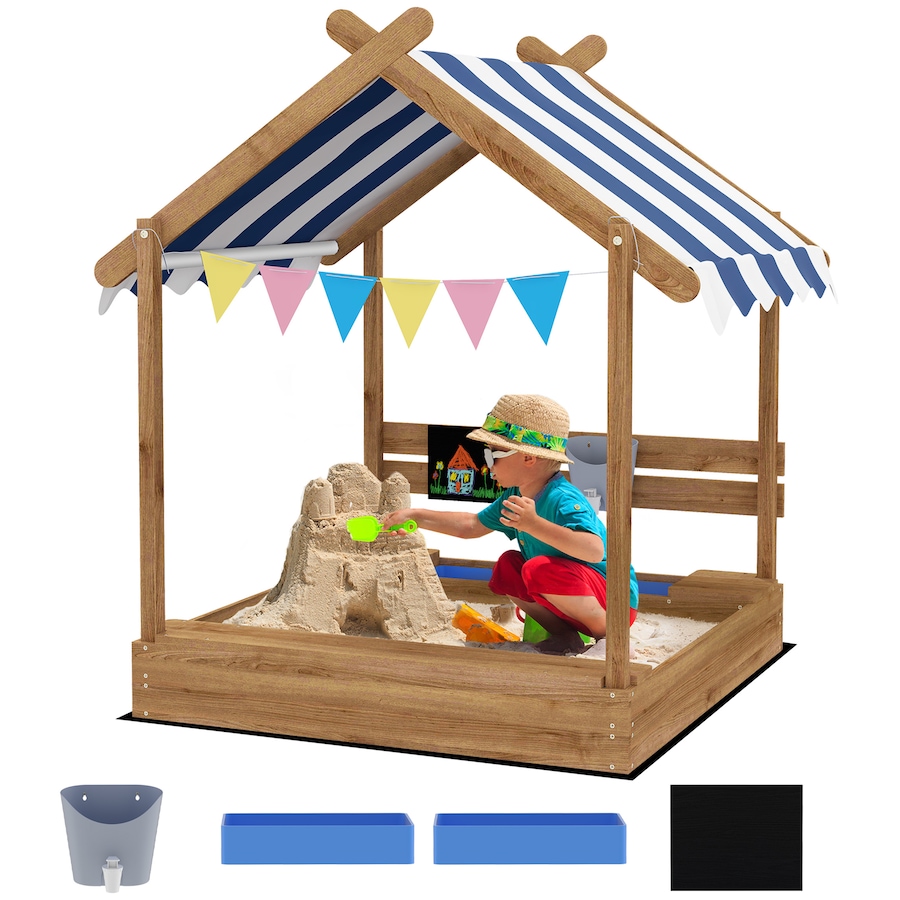 Image 947171.jpg, Product 947-171 / Price $149.99, Outsunny Outdoor Sandbox with Cover for 3-7 Years Old, Backyard, Brown from Outsunny on TSC.ca's Home & Garden department