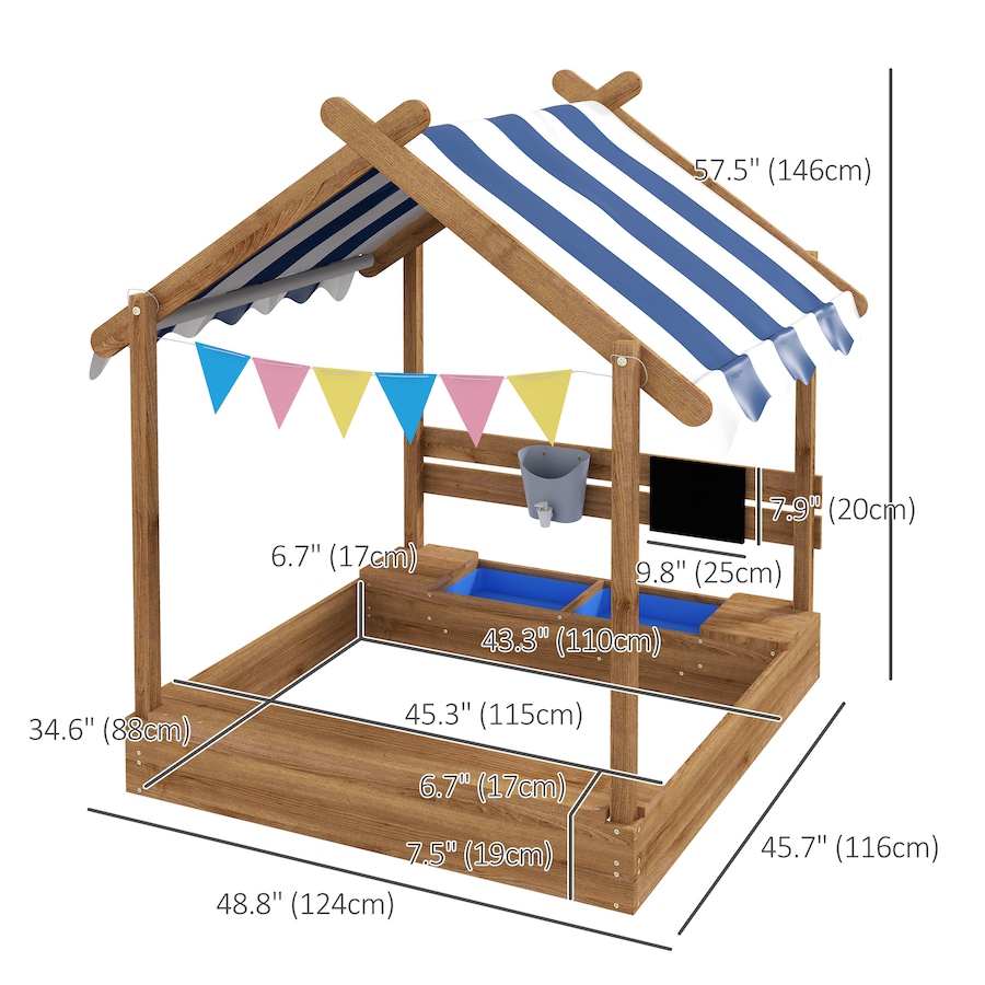 Image 947171_ALTMORE3.jpg, Product 947-171 / Price $149.99, Outsunny Outdoor Sandbox with Cover for 3-7 Years Old, Backyard, Brown from Outsunny on TSC.ca's Home & Garden department