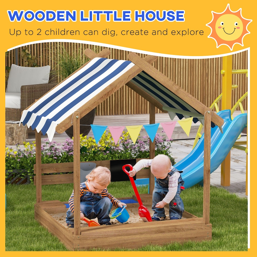 Image 947171_ALTMORE5.jpg, Product 947-171 / Price $149.99, Outsunny Outdoor Sandbox with Cover for 3-7 Years Old, Backyard, Brown from Outsunny on TSC.ca's Home & Garden department
