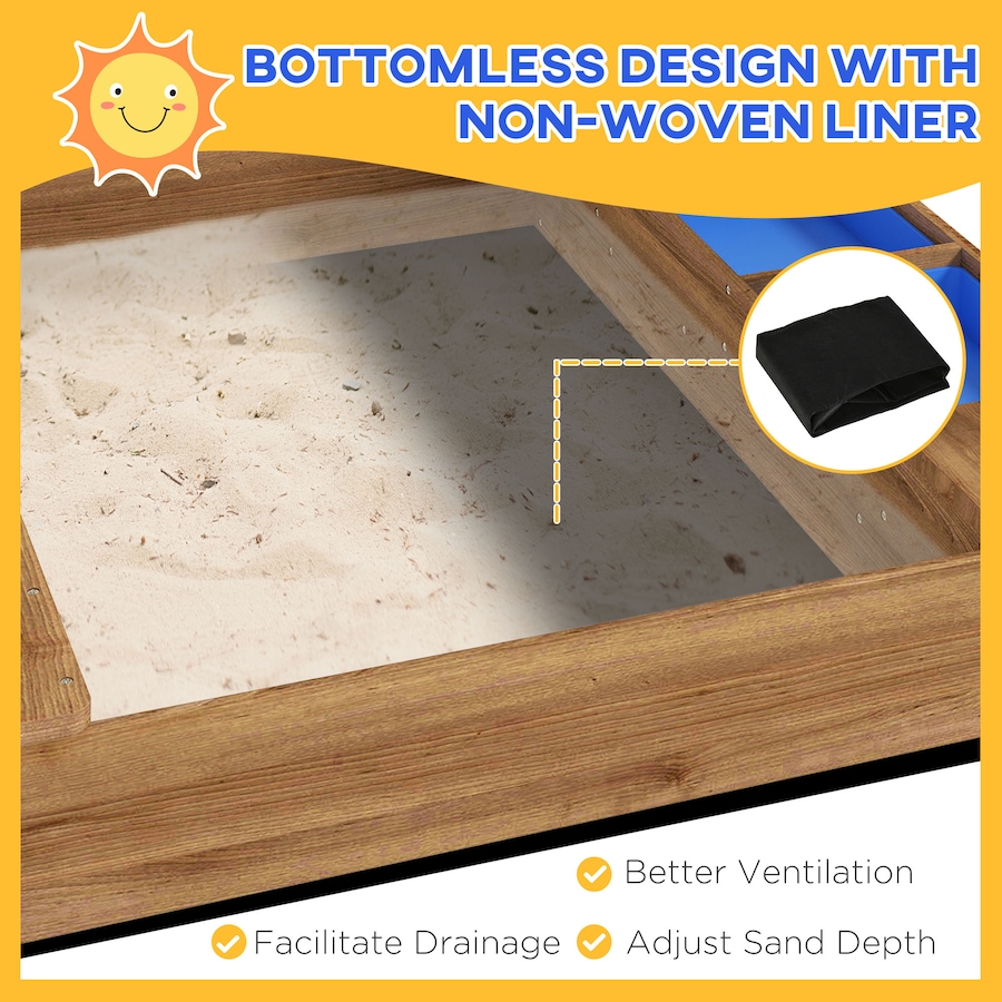 Image 947171_ALTMORE6.jpg, Product 947-171 / Price $149.99, Outsunny Outdoor Sandbox with Cover for 3-7 Years Old, Backyard, Brown from Outsunny on TSC.ca's Home & Garden department