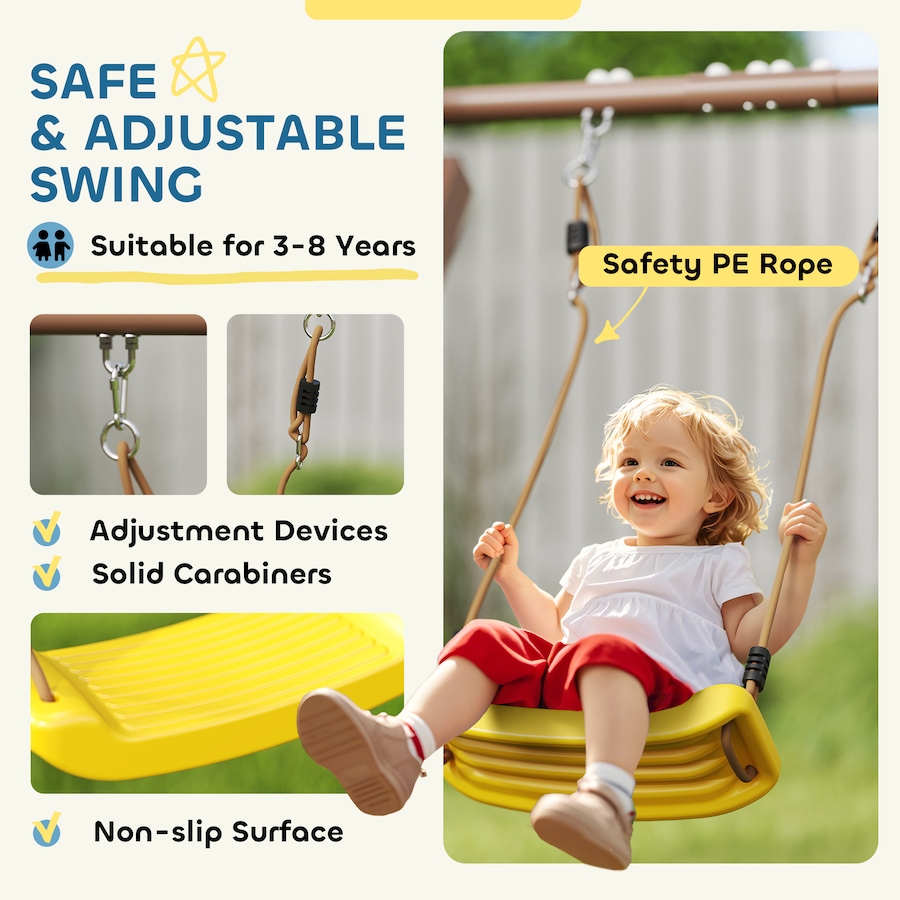 Image 947172_ALTMORE6.jpg, Product 947-172 / Price $399.99, Qaba Kids Swing Set, Heavy-Duty Swing Set with Slide, Covered Fort, Ladder from Qaba on TSC.ca's Home & Garden department