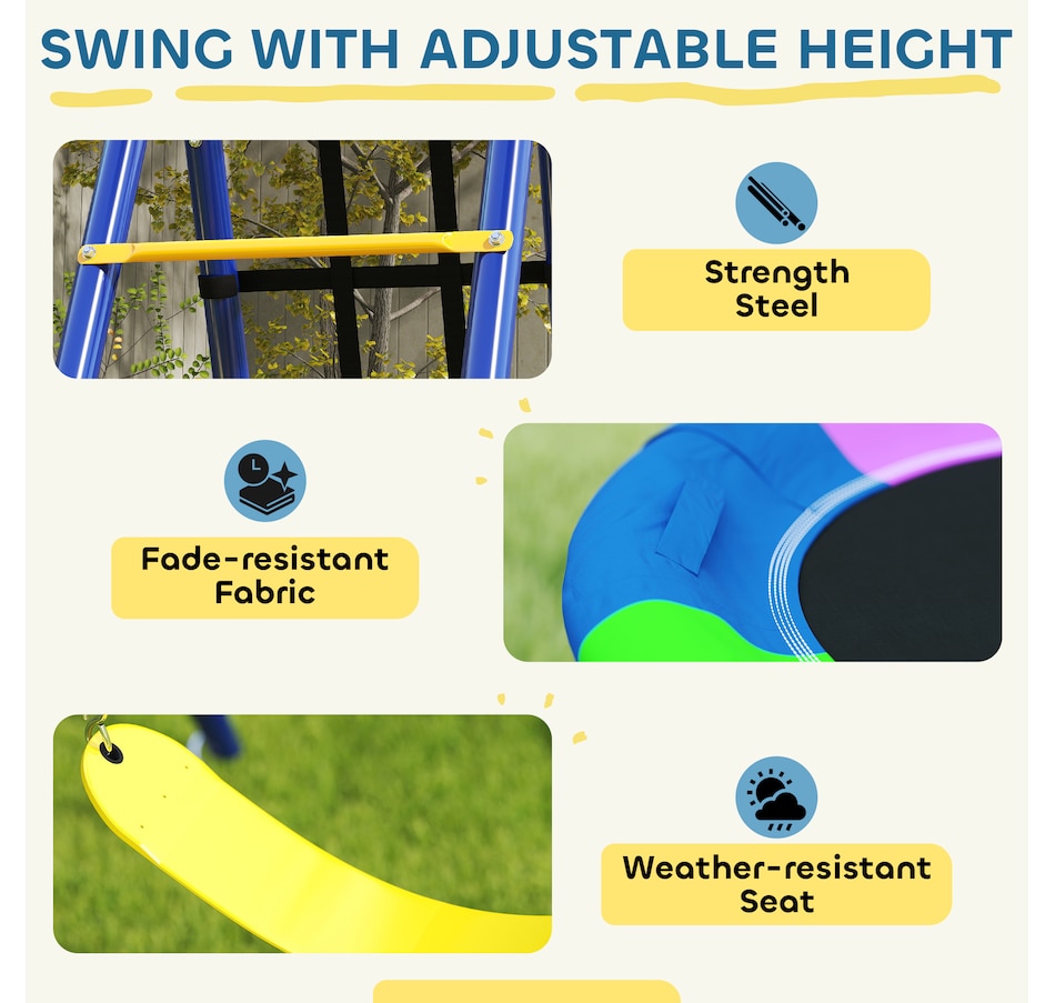 Image 947174_ALTMORE7.jpg, Product 947-174 / Price $279.99, Qaba 6 in 1 Kids Swing Set for Outdoor, A-Frame & Heavy Duty, for Ages 3-8 from Qaba on TSC.ca's Home & Garden department