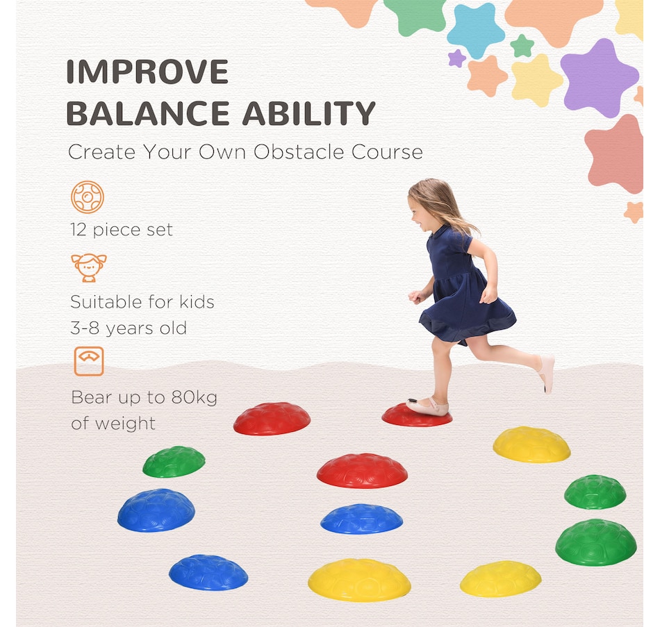 Image 947178_ALTMORE4.jpg, Product 947-178 / Price $39.99, Outsunny 12 PCs Balance Stepping Stones for Kids with Anti-slip Mat from Outsunny on TSC.ca's Home & Garden department