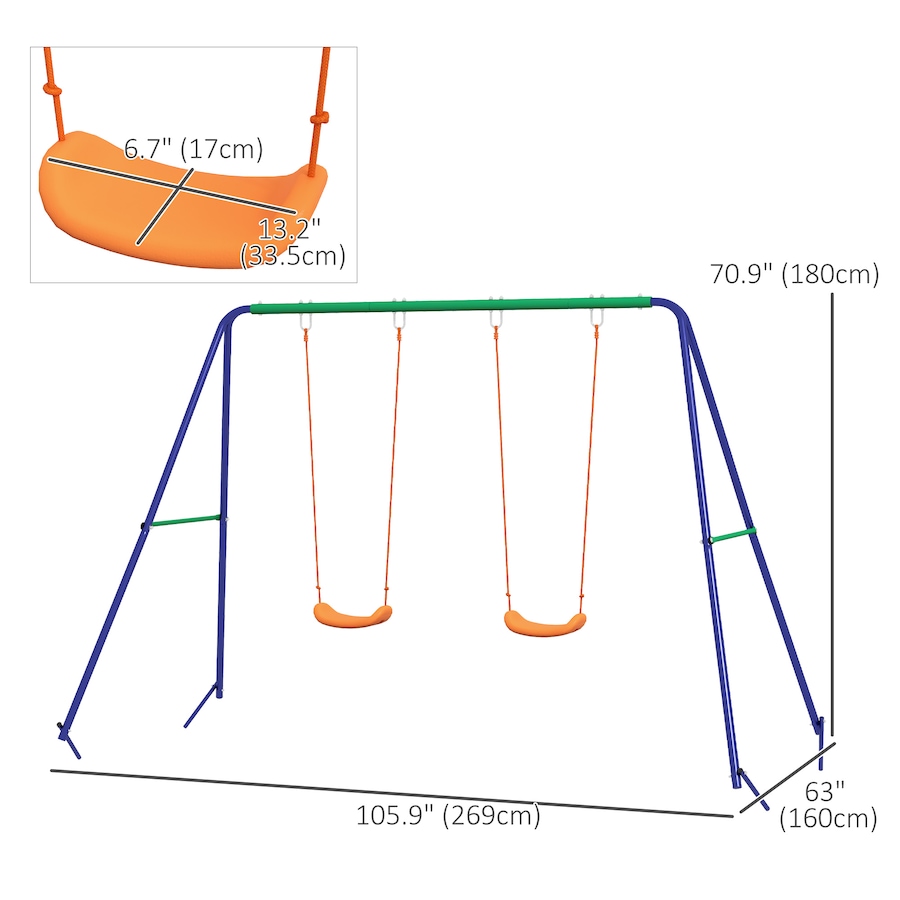 Image 947182_ALTMORE3.jpg, Product 947-182 / Price $109.95, Outsunny Kids Swing Set for Backyard Outdoor w/ Double Swing Seats from Outsunny on TSC.ca's Home & Garden department