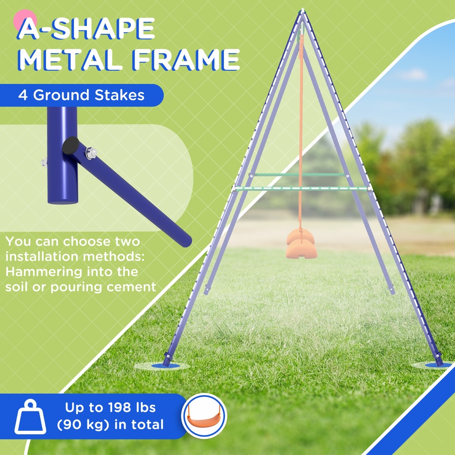 Image 947182_ALTMORE5.jpg, Product 947-182 / Price $109.95, Outsunny Kids Swing Set for Backyard Outdoor w/ Double Swing Seats from Outsunny on TSC.ca's Home & Garden department