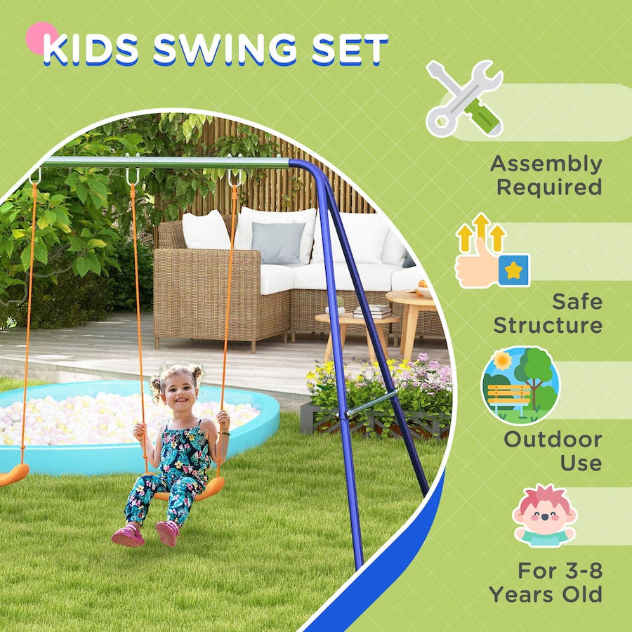 Image 947182_ALTMORE7.jpg, Product 947-182 / Price $109.95, Outsunny Kids Swing Set for Backyard Outdoor w/ Double Swing Seats from Outsunny on TSC.ca's Home & Garden department