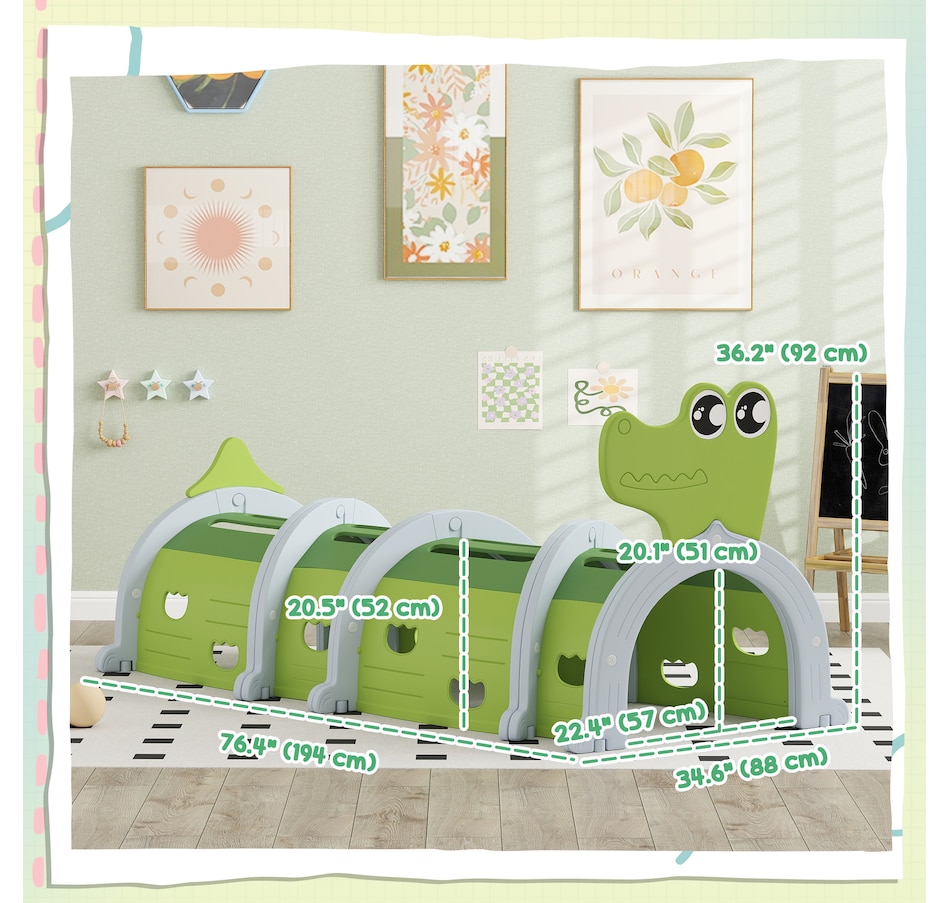 Image 947193_ALTMORE11.jpg, Product 947-193 / Price $219.99, Qaba Tunnel for Kids to Crawl Through, Crocodile Design, for 3-6 Years from Qaba on TSC.ca's Home & Garden department