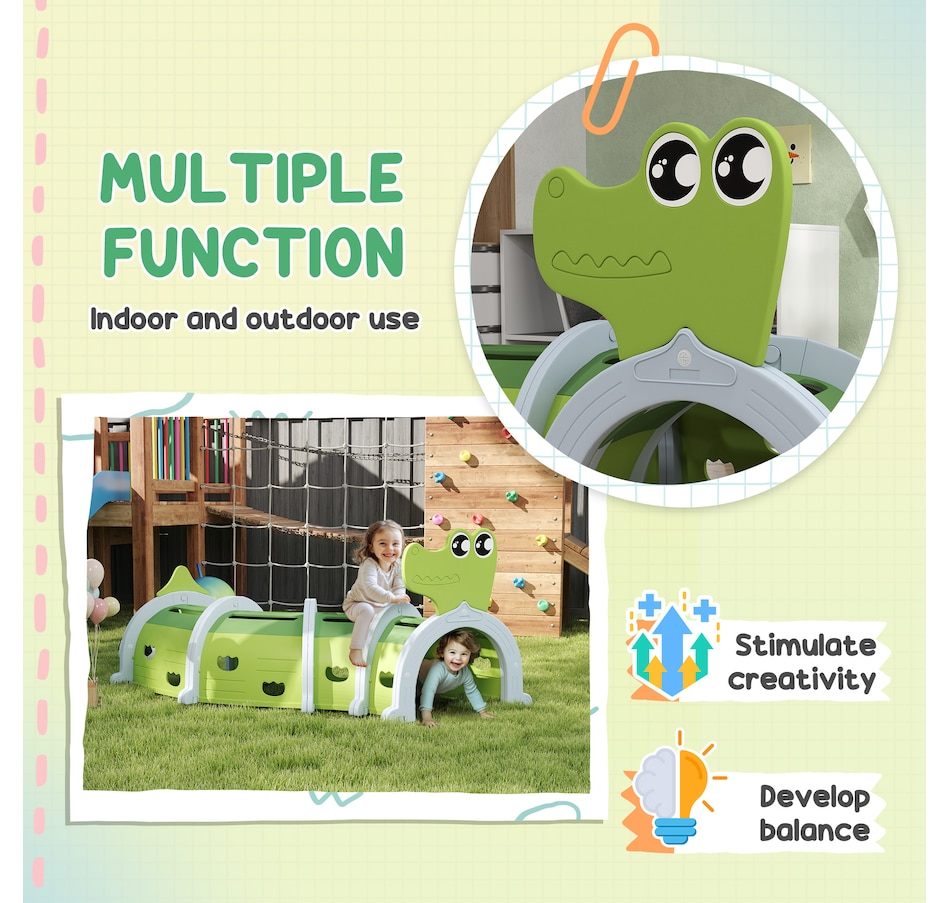 Image 947193_ALTMORE12.jpg, Product 947-193 / Price $219.99, Qaba Tunnel for Kids to Crawl Through, Crocodile Design, for 3-6 Years from Qaba on TSC.ca's Home & Garden department