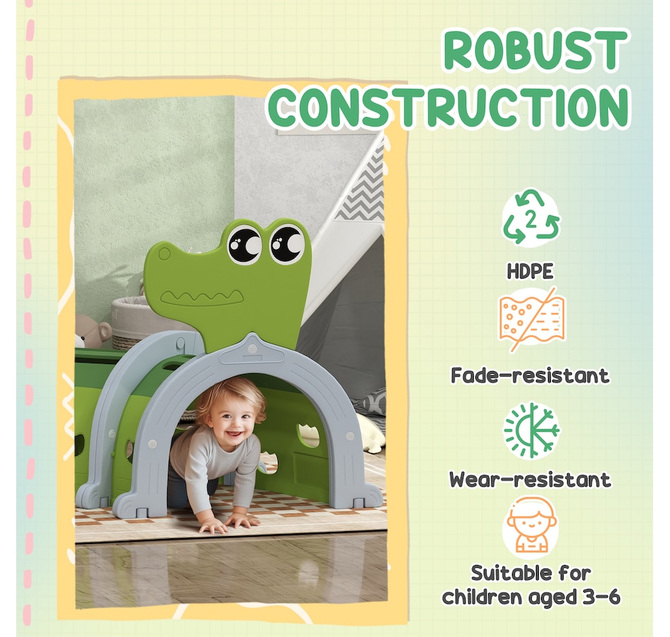 Image 947193_ALTMORE13.jpg, Product 947-193 / Price $219.99, Qaba Tunnel for Kids to Crawl Through, Crocodile Design, for 3-6 Years from Qaba on TSC.ca's Home & Garden department