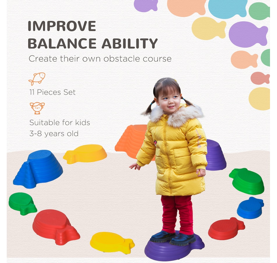 Image 947196_ALTMORE4.jpg, Product 947-196 / Price $40.99, Outsunny 11pcs Balance Stepping Stones for Kids, Fish Style Non-slip from Outsunny on TSC.ca's Home & Garden department