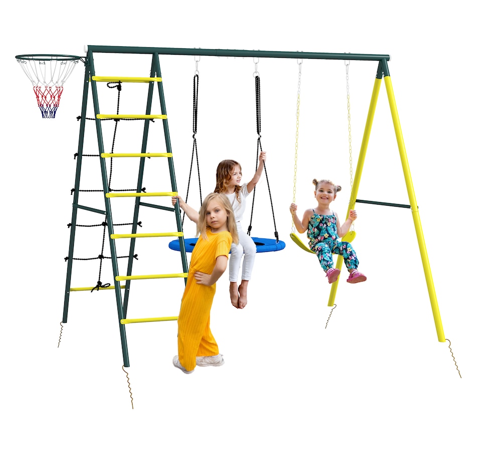 Image 947206.jpg, Product 947-206 / Price $262.92, Outsunny 4 in 1 Swing Set for Kids 3-8 Years Backyard Outdoor, Yellow from Outsunny on TSC.ca's Home & Garden department