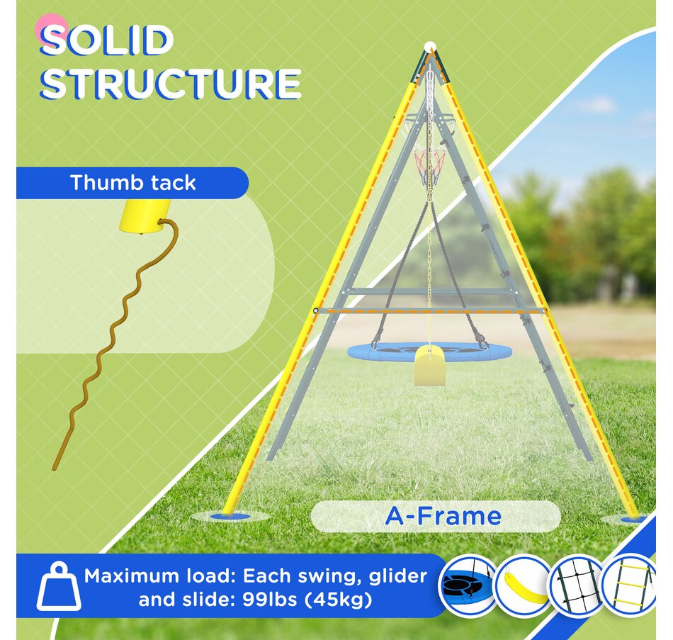 Image 947206_ALTMORE4.jpg, Product 947-206 / Price $262.92, Outsunny 4 in 1 Swing Set for Kids 3-8 Years Backyard Outdoor, Yellow from Outsunny on TSC.ca's Home & Garden department