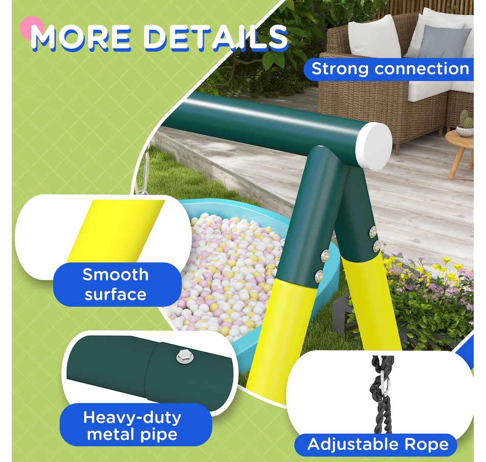 Image 947206_ALTMORE7.jpg, Product 947-206 / Price $262.92, Outsunny 4 in 1 Swing Set for Kids 3-8 Years Backyard Outdoor, Yellow from Outsunny on TSC.ca's Home & Garden department