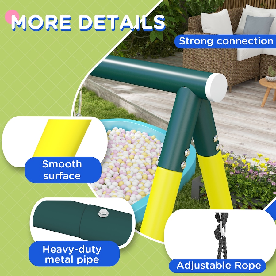 Image 947206_ALTMORE7.jpg, Product 947-206 / Price $219.95, Outsunny 4 in 1 Swing Set for Kids 3-8 Years Backyard Outdoor, Yellow from Outsunny on TSC.ca's Home & Garden department