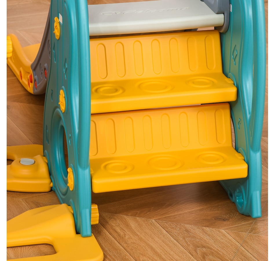 Image 947210_ALTMORE8.jpg, Product 947-210 / Price $158.99, Qaba 4-in-1 Kids Slide and Swing Set with Basketball Hoop and Adjustable Seat Height from Qaba on TSC.ca's Home & Garden department