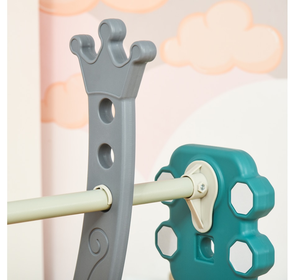 Image 947210_ALTMORE9.jpg, Product 947-210 / Price $158.99, Qaba 4-in-1 Kids Slide and Swing Set with Basketball Hoop and Adjustable Seat Height from Qaba on TSC.ca's Home & Garden department