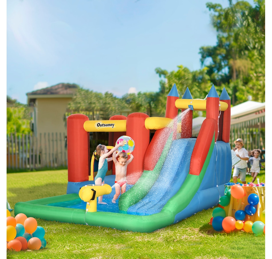 Image 947248_ALTMORE2.jpg, Product 947-248 / Price $319.99, Outsunny Bouncy Castle Inflatable 6 in 1 with Blower 10.8' x 8' x 7' from Outsunny on TSC.ca's Home & Garden department
