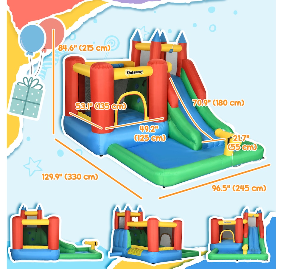 Image 947248_ALTMORE3.jpg, Product 947-248 / Price $319.99, Outsunny Bouncy Castle Inflatable 6 in 1 with Blower 10.8' x 8' x 7' from Outsunny on TSC.ca's Home & Garden department