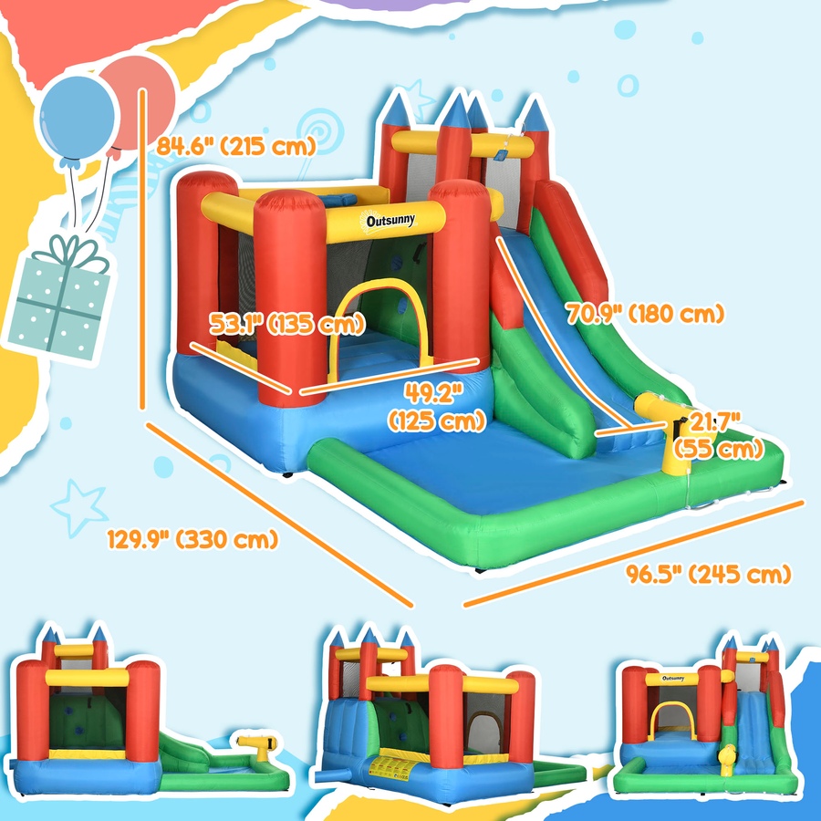 Image 947248_ALTMORE3.jpg, Product 947-248 / Price $389.99, Outsunny Bouncy Castle Inflatable 6 in 1 with Blower 10.8' x 8' x 7' from Outsunny on TSC.ca's Home & Garden department