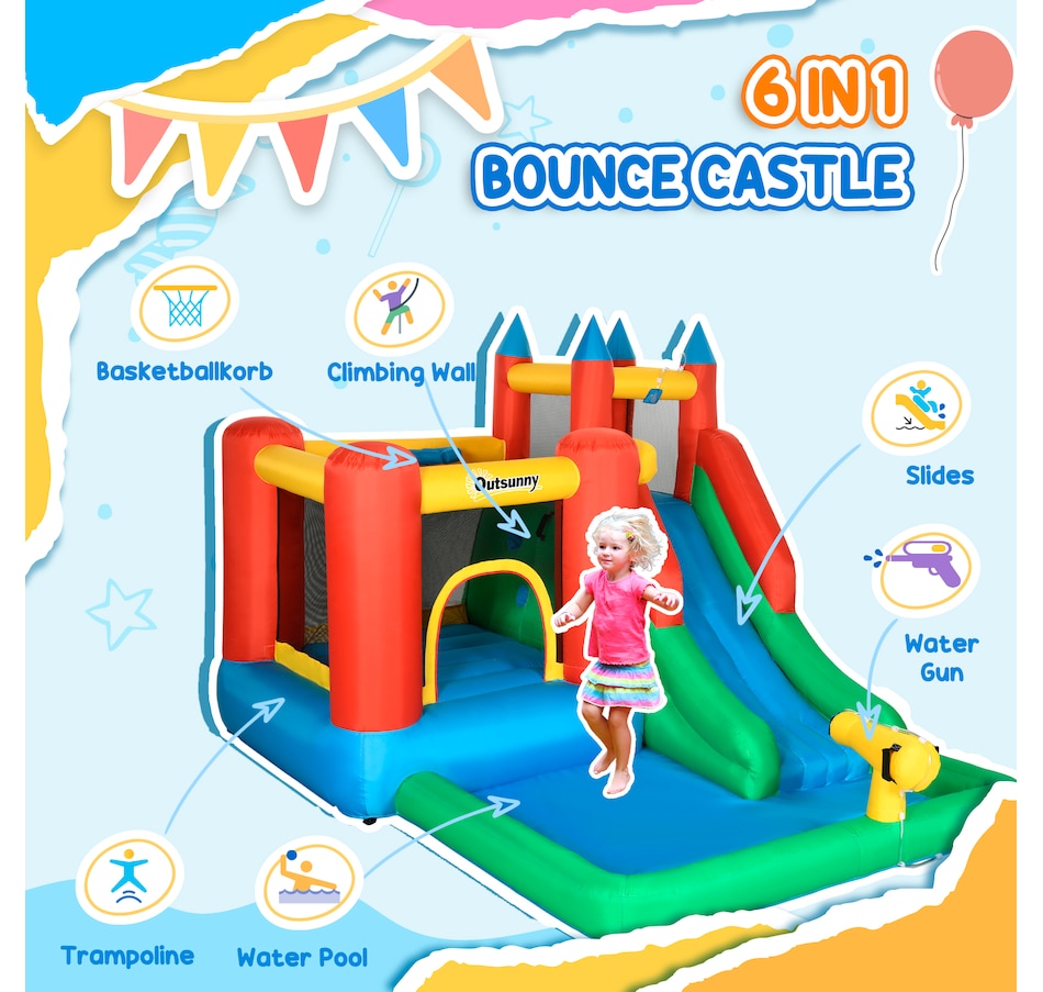 Image 947248_ALTMORE4.jpg, Product 947-248 / Price $319.99, Outsunny Bouncy Castle Inflatable 6 in 1 with Blower 10.8' x 8' x 7' from Outsunny on TSC.ca's Home & Garden department