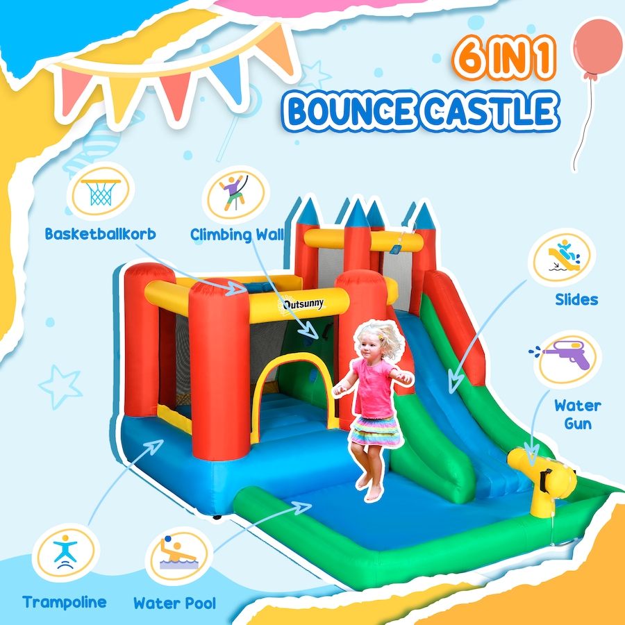 Image 947248_ALTMORE4.jpg, Product 947-248 / Price $389.99, Outsunny Bouncy Castle Inflatable 6 in 1 with Blower 10.8' x 8' x 7' from Outsunny on TSC.ca's Home & Garden department