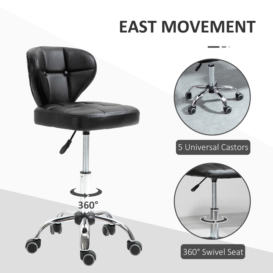 Image 947292_ALTMORE14.jpg, Product 947-292 / Price $92.99, HOMCOM PU Leather Rolling Stool Height Adjustable Salon Stool for Spa Black from HOMCOM on TSC.ca's Home & Garden department