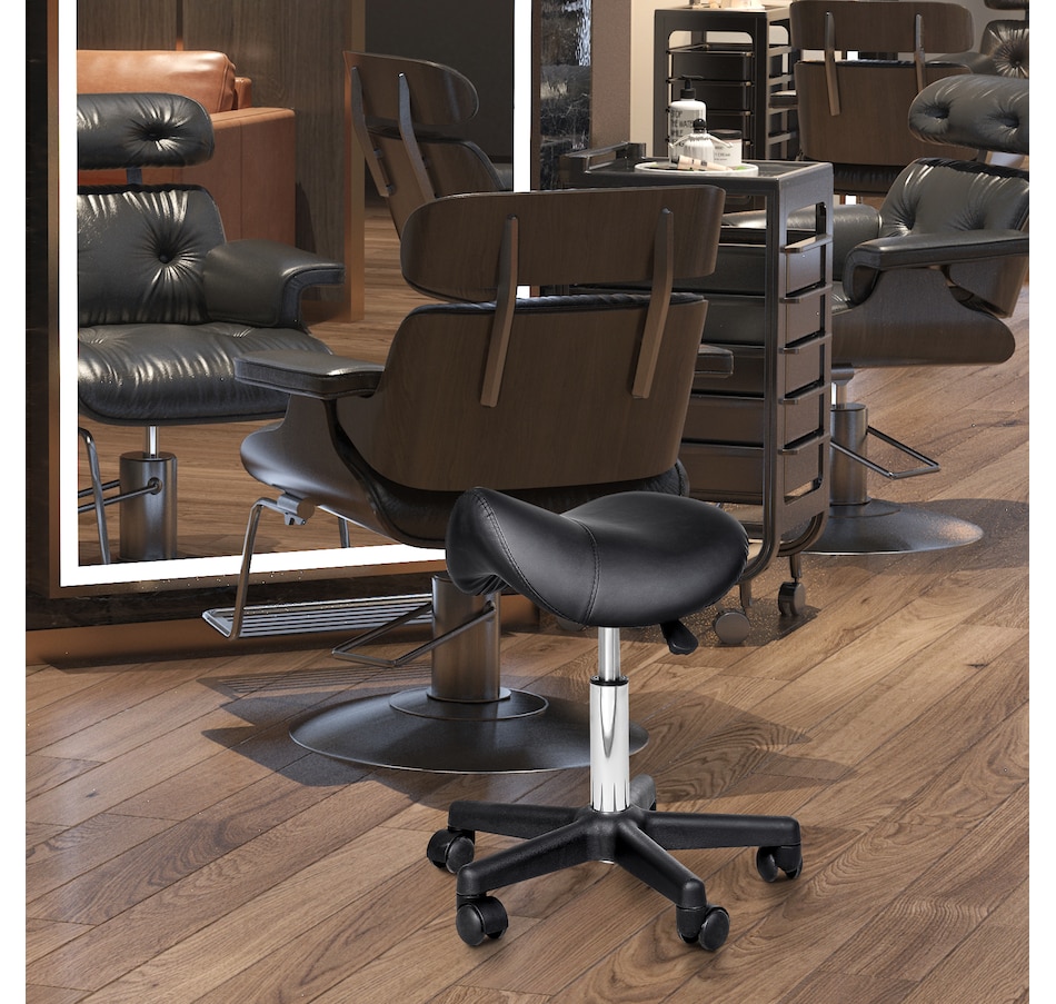 Image 947299_ALTMORE7.jpg, Product 947-299 / Price $66.50, HOMCOM Height Adjustable Swivel Saddle Salon Stool from HOMCOM on TSC.ca's Home & Garden department