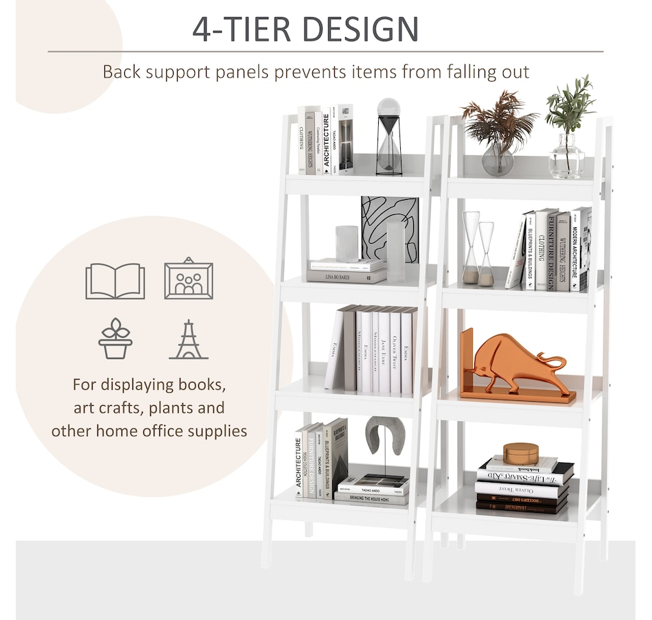 Image 947303_ALTMORE5.jpg, Product 947-303 / Price $139.99 - $144.99, HOMCOM Set of 2, 4 Tier Ladder Shelf Bookcase, Multifunctional Display Rack from HOMCOM on TSC.ca's department