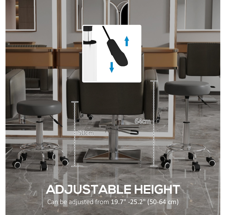 Image 947304_ALTMORE3.jpg, Product 947-304 / Price $104.99 - $119.99, Vinsetto PU Leather Salon Stool for Massage Tattoo Beauty, Swivel, Grey from Vinsetto on TSC.ca's Home & Garden department