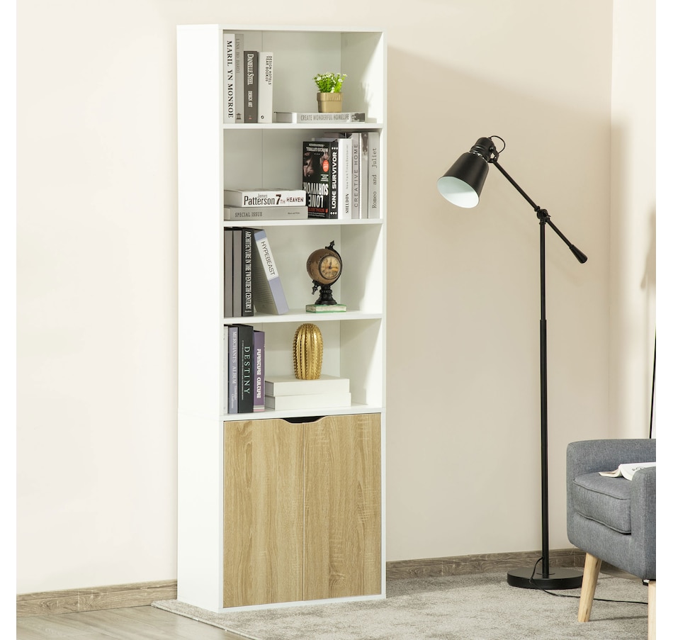 Image 947310_ALTMORE1.jpg, Product 947-310 / Price $129.99 - $134.99, HOMCOM 4-Tier Open Bookshelf Home Office Bookcase with Doors for Living Room from HOMCOM on TSC.ca's department
