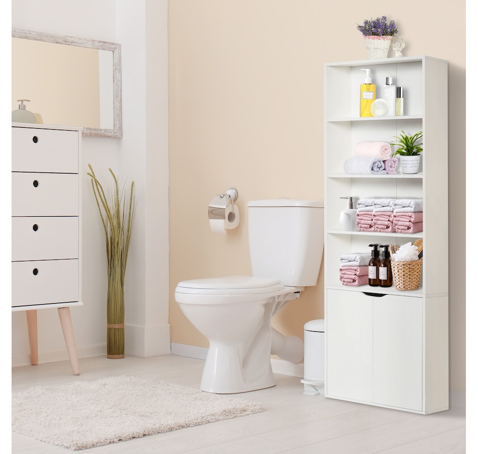 Image 947310_ALTMORE11.jpg, Product 947-310 / Price $129.99 - $134.99, HOMCOM 4-Tier Open Bookshelf Home Office Bookcase with Doors for Living Room from HOMCOM on TSC.ca's department