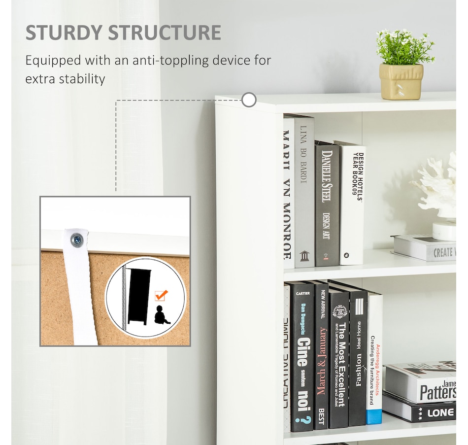 Image 947310_ALTMORE13.jpg, Product 947-310 / Price $129.99 - $134.99, HOMCOM 4-Tier Open Bookshelf Home Office Bookcase with Doors for Living Room from HOMCOM on TSC.ca's department