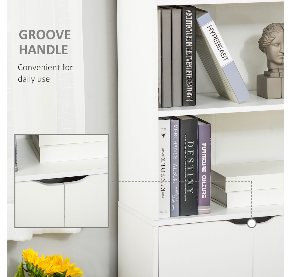 Image 947310_ALTMORE14.jpg, Product 947-310 / Price $129.99 - $134.99, HOMCOM 4-Tier Open Bookshelf Home Office Bookcase with Doors for Living Room from HOMCOM on TSC.ca's department