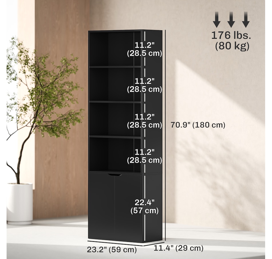 Image 947310_ALTMORE18.jpg, Product 947-310 / Price $129.99 - $134.99, HOMCOM 4-Tier Open Bookshelf Home Office Bookcase with Doors for Living Room from HOMCOM on TSC.ca's department