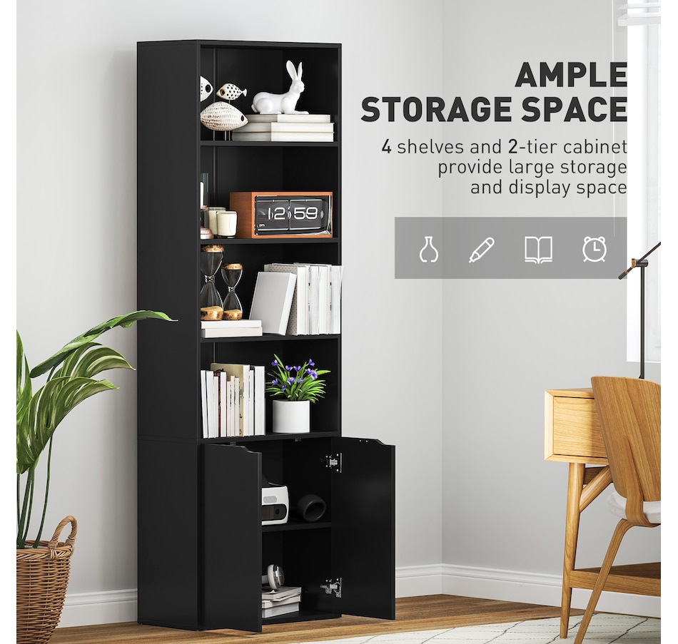 Image 947310_ALTMORE19.jpg, Product 947-310 / Price $129.99 - $134.99, HOMCOM 4-Tier Open Bookshelf Home Office Bookcase with Doors for Living Room from HOMCOM on TSC.ca's department