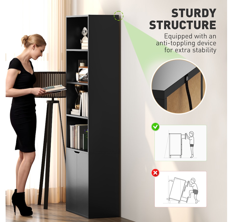Image 947310_ALTMORE20.jpg, Product 947-310 / Price $129.99 - $134.99, HOMCOM 4-Tier Open Bookshelf Home Office Bookcase with Doors for Living Room from HOMCOM on TSC.ca's department