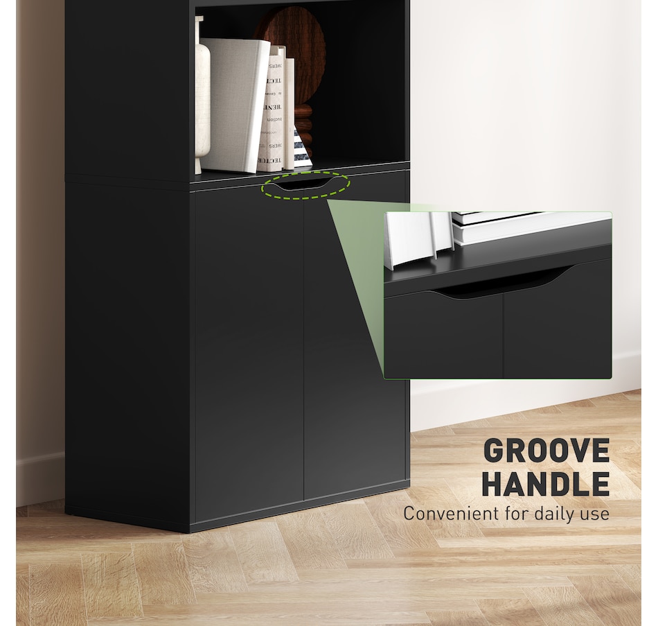 Image 947310_ALTMORE21.jpg, Product 947-310 / Price $129.99 - $134.99, HOMCOM 4-Tier Open Bookshelf Home Office Bookcase with Doors for Living Room from HOMCOM on TSC.ca's department