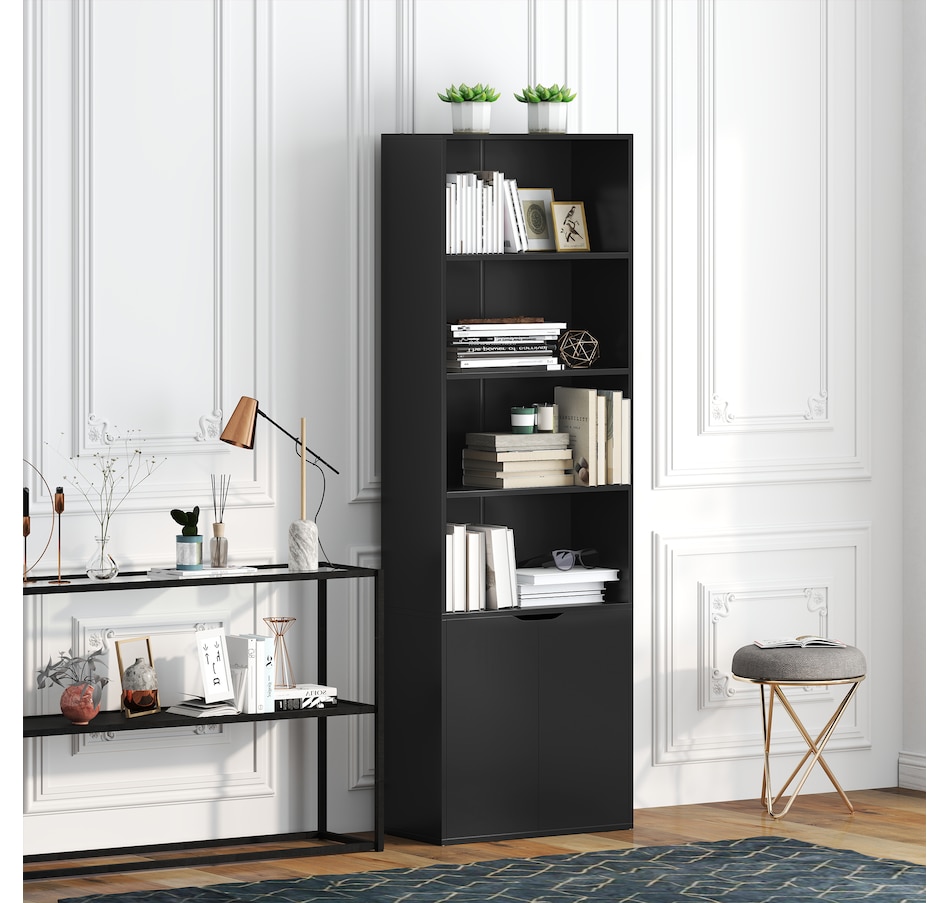 Image 947310_ALTMORE22.jpg, Product 947-310 / Price $129.99 - $134.99, HOMCOM 4-Tier Open Bookshelf Home Office Bookcase with Doors for Living Room from HOMCOM on TSC.ca's department