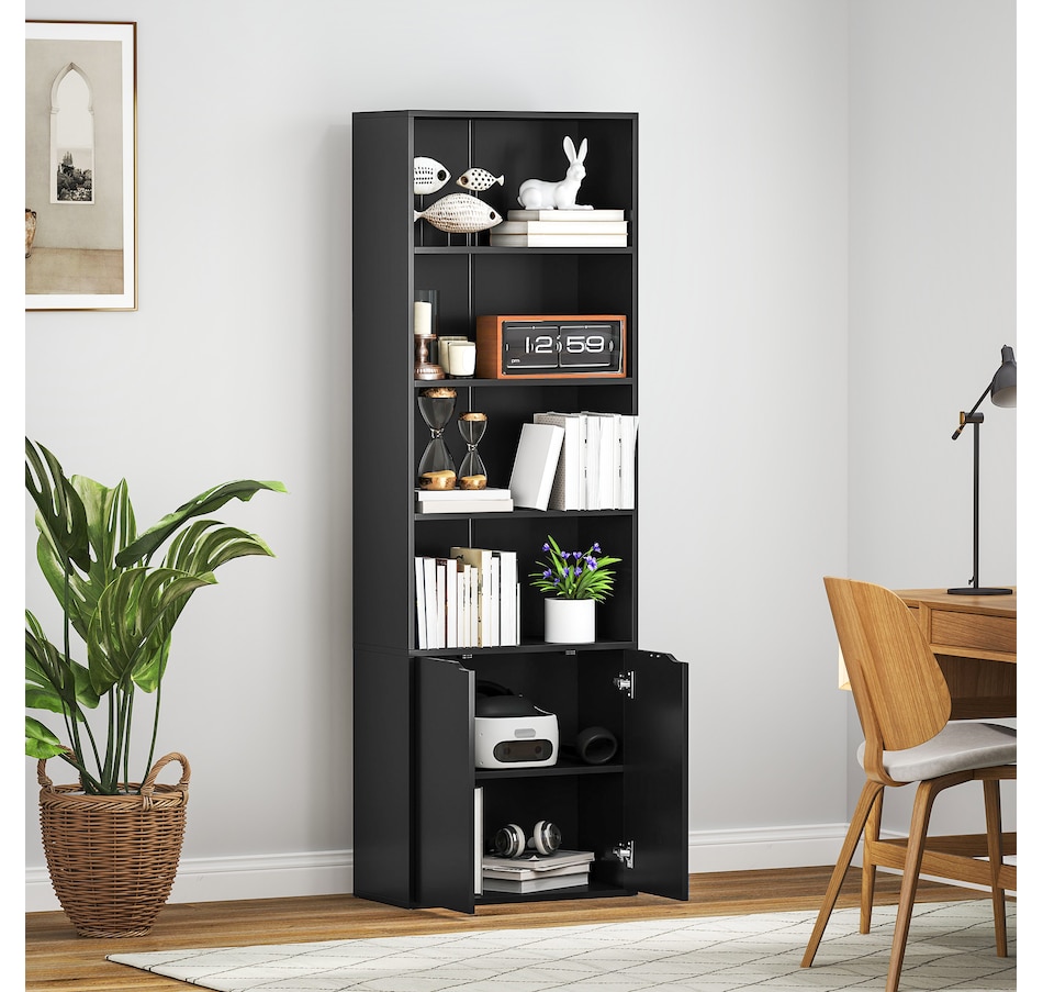 Image 947310_ALTMORE23.jpg, Product 947-310 / Price $129.99 - $134.99, HOMCOM 4-Tier Open Bookshelf Home Office Bookcase with Doors for Living Room from HOMCOM on TSC.ca's department