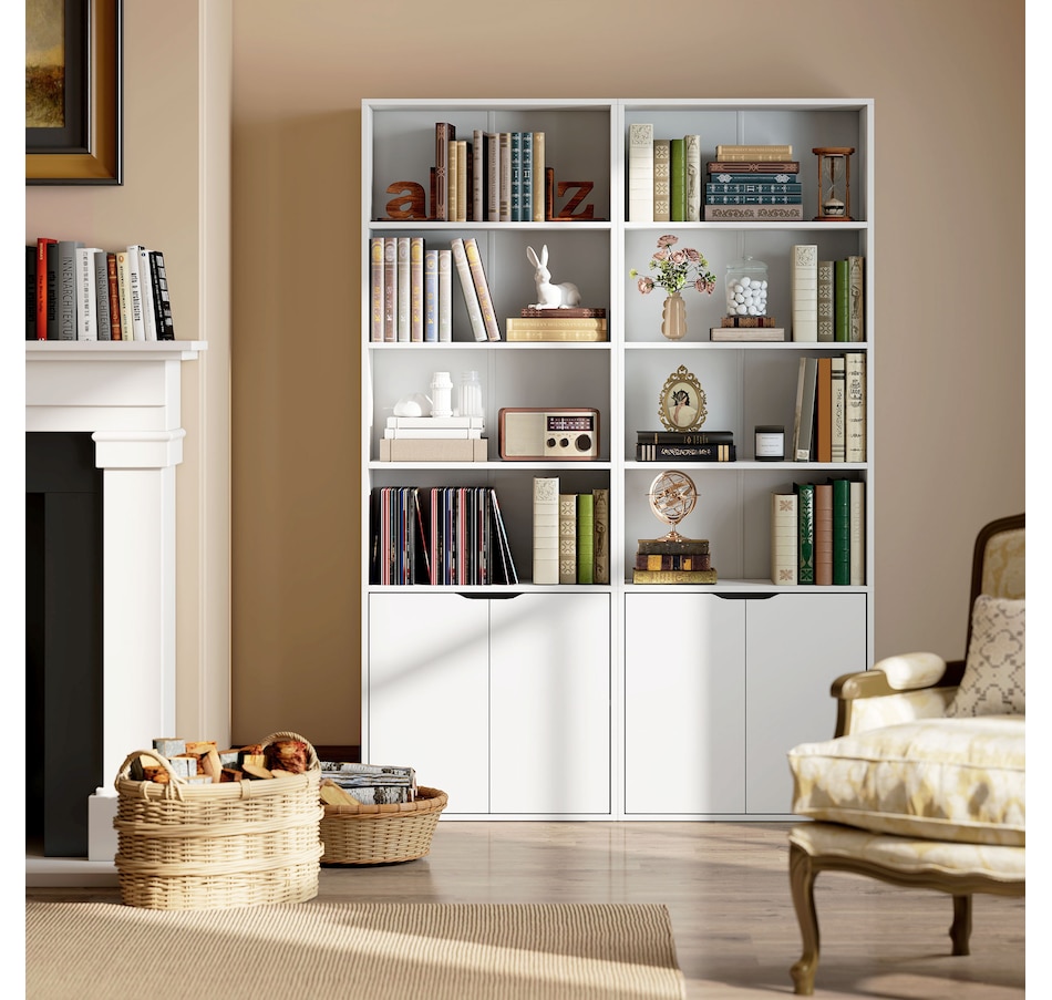 Image 947310_ALTMORE25.jpg, Product 947-310 / Price $129.99 - $134.99, HOMCOM 4-Tier Open Bookshelf Home Office Bookcase with Doors for Living Room from HOMCOM on TSC.ca's department