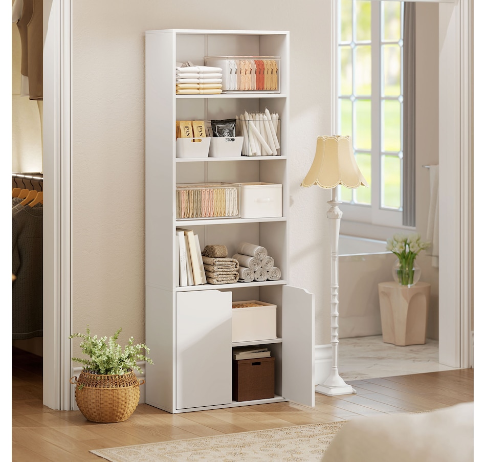 Image 947310_ALTMORE26.jpg, Product 947-310 / Price $129.99 - $134.99, HOMCOM 4-Tier Open Bookshelf Home Office Bookcase with Doors for Living Room from HOMCOM on TSC.ca's department