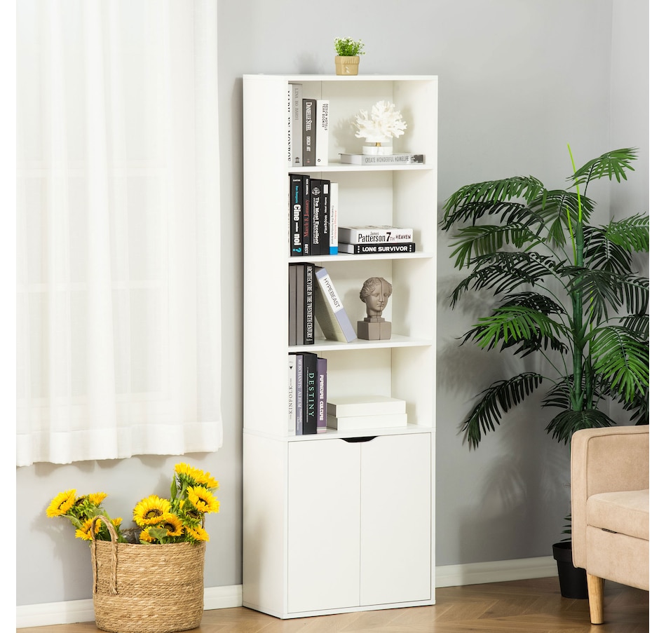 Image 947310_ALTMORE9.jpg, Product 947-310 / Price $129.99 - $134.99, HOMCOM 4-Tier Open Bookshelf Home Office Bookcase with Doors for Living Room from HOMCOM on TSC.ca's department