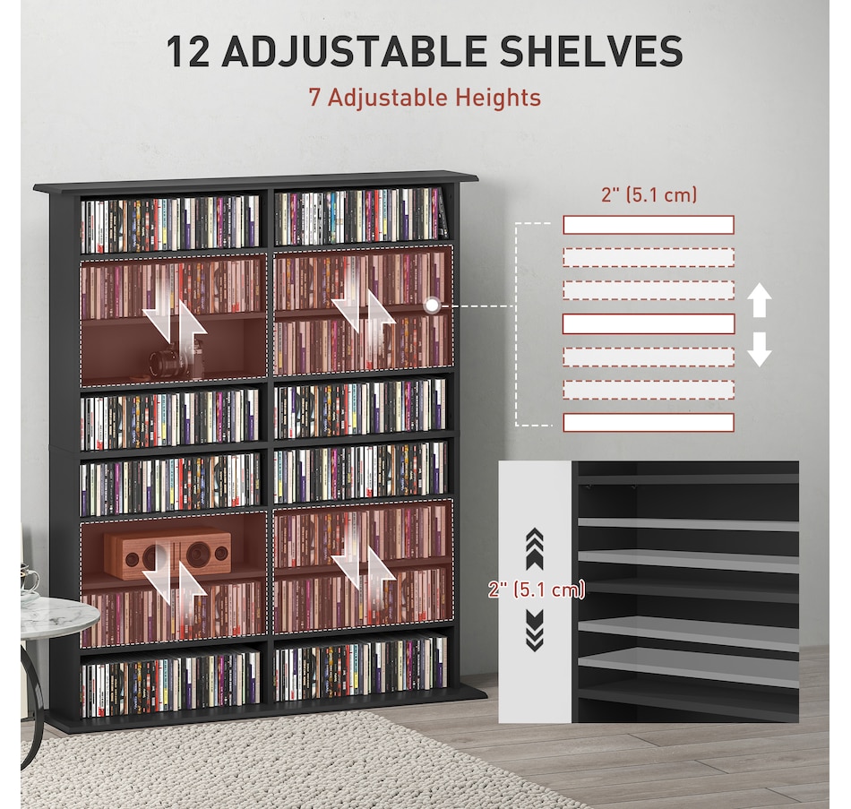Image 947313_ALTMORE12.jpg, Product 947-313 / Price $189.99, HOMCOM 8-Tier CD Shelf with 16 Compartments from HOMCOM on TSC.ca's department
