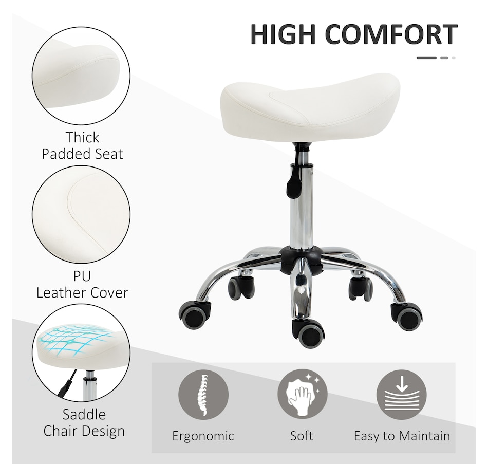 Image 947315_ALTMORE12.jpg, Product 947-315 / Price $73.99 - $79.99, HOMCOM PU Leather Saddle Stool Height Adjustable Rolling Salon Chair Grey from HOMCOM on TSC.ca's Home & Garden department