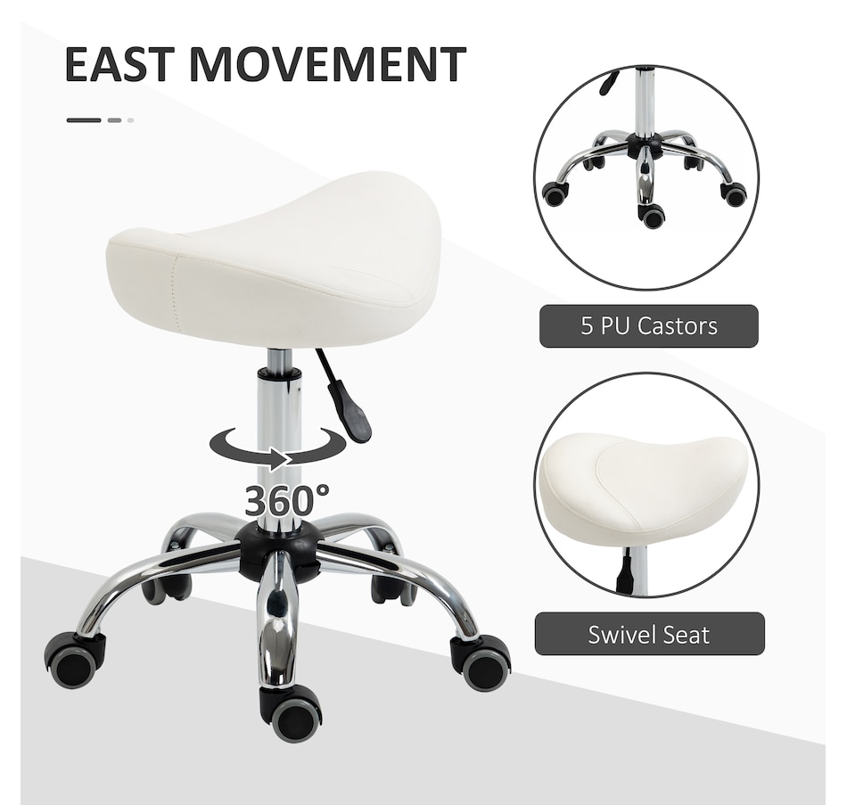 Image 947315_ALTMORE13.jpg, Product 947-315 / Price $73.99 - $79.99, HOMCOM PU Leather Saddle Stool Height Adjustable Rolling Salon Chair Grey from HOMCOM on TSC.ca's Home & Garden department