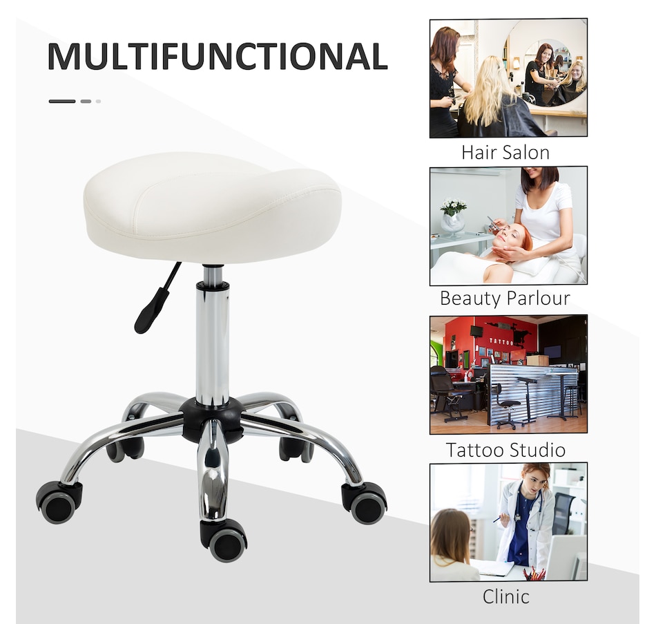 Image 947315_ALTMORE14.jpg, Product 947-315 / Price $73.99 - $79.99, HOMCOM PU Leather Saddle Stool Height Adjustable Rolling Salon Chair Grey from HOMCOM on TSC.ca's Home & Garden department