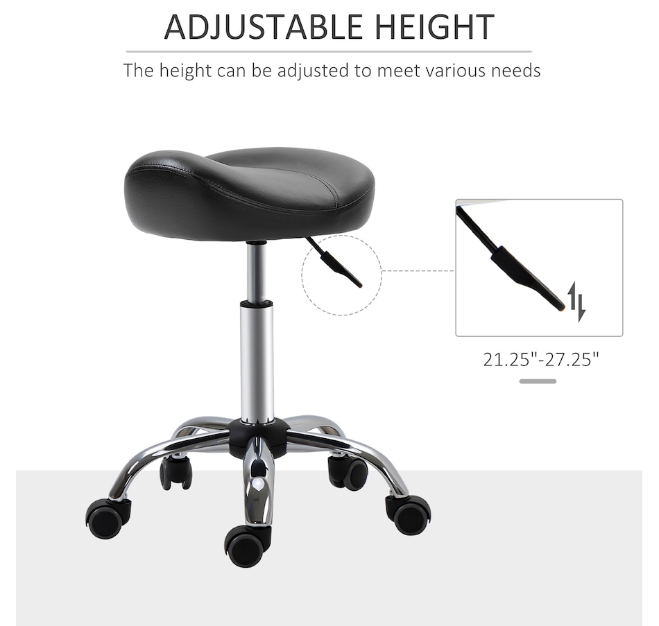 Image 947315_ALTMORE19.jpg, Product 947-315 / Price $73.99 - $79.99, HOMCOM PU Leather Saddle Stool Height Adjustable Rolling Salon Chair Grey from HOMCOM on TSC.ca's Home & Garden department